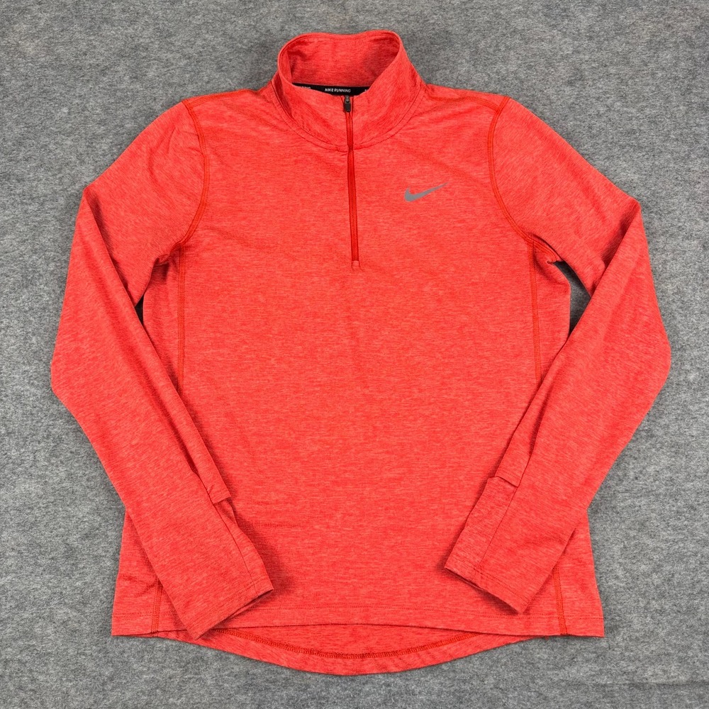 Nike Running Dri Fit Element 1/2 Zip Long Sleeve Shirt Red Womens Small S
